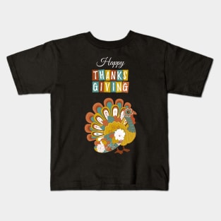 Beautiful Happy Thanksgiving Day Turkey Gobble Design Shirt Kids T-Shirt